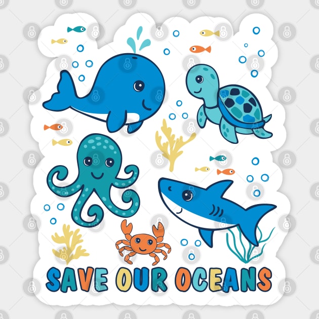 Save Our Oceans cute Kids Sticker by FloraLi